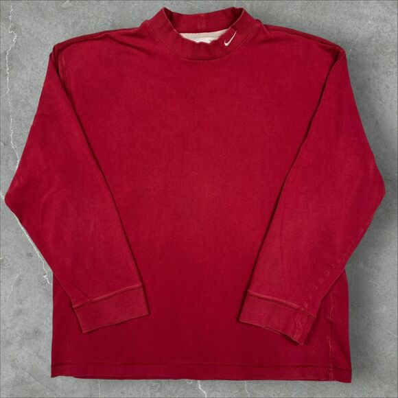 Vintage Nike Embroidered Swoosh Turtleneck Long Sleeve Shirt Y2K Silver Tag - XL - Picture 1 of 8